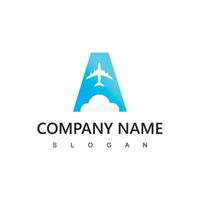 Reise Logo, Brief A, Flugzeug Illustration Logo vektor