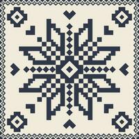 Volk Stickerei Kreuz Stich Blumen- Motiv Muster. ethnisch Blau Weiss geometrisch Blumen- Motiv Muster. Volk Blumen- Stickerei Muster verwenden zum Textil, Zuhause Dekoration Elemente, Polster, usw. vektor