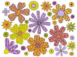 ange konstig blomma blommig stiliserad färg. samling växtknoppar blommig abstrakt. vektor
