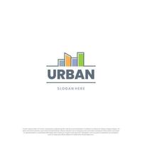 bunt Stadt Logo Illustration, abstrakt, kreativ, einfach, Linie Kunst Konzept Vektor