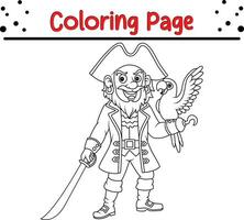 färg sidor pirat kapten för barn vektor