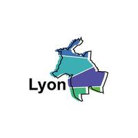 Lyon Stadt Karte Vektor isoliert Illustration von vereinfacht administrativ, Karte von Frankreich Land Design Vorlage