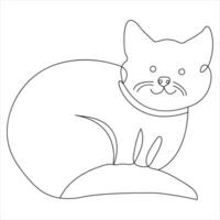 kontinuerlig enda linje teckning av en söt katt sällskapsdjur djur- vektor konst teckning