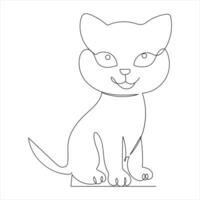 kontinuierlich Single Linie Zeichnung von ein süß Katze Haustier Tier Vektor Kunst Zeichnung