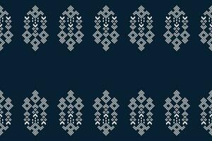 ethnisch geometrisch Stoff Muster Kreuz Stich.ikat Stickerei ethnisch orientalisch Pixel Muster Marine Blau Hintergrund. abstrakt, vektor, illustration. Textur, Kleidung, Schal, Dekoration, Motive, Seide Hintergrund. vektor