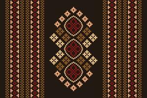 etnisk geometrisk tyg mönster korsa stitch.ikat broderi etnisk orientalisk pixel mönster brun bakgrund. abstrakt, vektor, illustration. textur, kläder, halsduk, dekoration, motiv, siden tapet. vektor