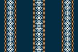 ethnisch geometrisch Stoff Muster Kreuz Stich.ikat Stickerei ethnisch orientalisch Pixel Muster Marine Blau Hintergrund. abstrakt, vektor, illustration. Textur, Kleidung, Schal, Dekoration, Motive, Seide Hintergrund. vektor