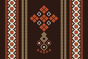 etnisk geometrisk tyg mönster korsa stitch.ikat broderi etnisk orientalisk pixel mönster brun bakgrund. abstrakt, vektor, illustration. textur, kläder, halsduk, dekoration, motiv, siden tapet. vektor