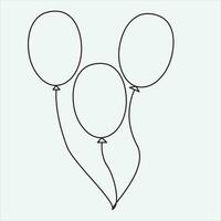 ett linje hand dragen ballong översikt vektor illustration