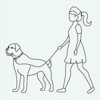 einer Linie Hand gezeichnet Hund Gliederung Vektor Illustration