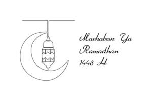 ett kontinuerlig linje teckning av välkomnande ramadan begrepp. klotter vektor illustration i enkel linjär stil.