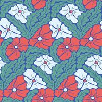 Fett gedruckt farbig Blumen- Mosaik nahtlos Muster. eben abstrakt Hand gezeichnet Schnitt aus Blumen und Blätter. einzigartig retro botanisch drucken Design zum Textil, Hintergrund, Innere, Verpackung Papier vektor