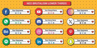 nybrutalism social media lägre tredjedelar uppsättning vektor