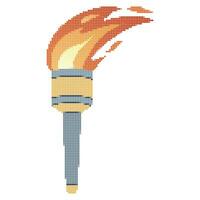 Pixel Punkte flammend Fackel. Karikatur Fackel mit Flamme. Verbrennung Feuer oder Flamme. Sport Feuer unterzeichnen. vektor