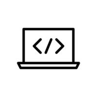 Laptop und Codierung Symbol, Code, Netz Entwicklung, Computer Programmierung Konzept Symbol im Linie Stil Design isoliert auf Weiß Hintergrund. editierbar Schlaganfall. vektor