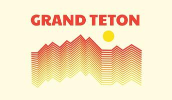 Wyoming großartig Teton National Park Monoline Ton Vektor Design zum Abzeichen, Patch, Aufkleber und t Hemd Grafik Illustration