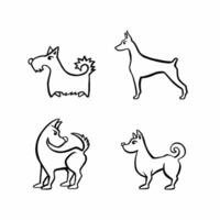 hund översikt uppsättning, linje, vektor illustration eps 10