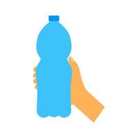Hand halten Wasser Flasche. Mineral Wasser Flasche. großartig zum gesund Mineral Wasser Logo. Vektor Illustration