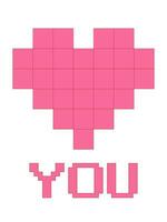 8 bisschen Pixel Karte mit Herz. Vektor Illustration. Valentinstag Tag, Hochzeit, Jubiläum. ich Liebe Du.