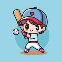 Baseball Spieler süß Vektor Design Illustration