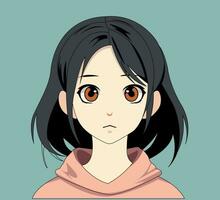 anime söt flicka ansikte porträtt tecknad serie karaktär illustration vektor