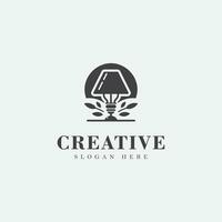 Lampe Logo Design, einfarbig, einfach, einzigartig Logo, schwarz und Weiss, Nein Gradient. solide, Negativ Raum vektor