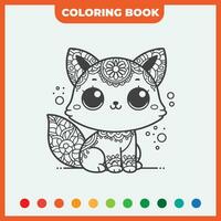 färg bok skiss design mall, med en skiss av en katt, svart översikt vektor