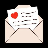 Liebe Brief Briefumschlag Valentinsgrüße Tag minimal Liebe Brief Vektor Illustration.