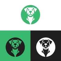 Trio von stilisiert Hund Logos im vielfältig Farbe Schemata vektor