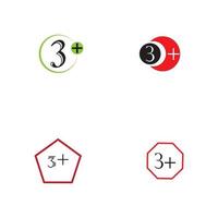 3 plus ikon symbol vektor illustration formgivningsmall