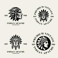 indisch Apache Stamm Logo Symbol Design vektor