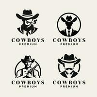 cowboy huvud främre ansikte logotyp ikon design vektor