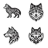 Wolf Stammes- tätowieren Logo Symbol Design Illustration vektor