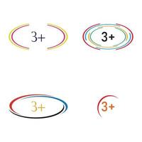 3 plus ikon symbol vektor illustration formgivningsmall