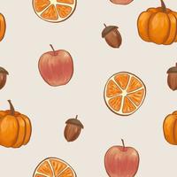 nahtloses Muster mit handgezeichneten isolierten Herbstlebensmittelelementen vektor