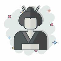 ikon geisha. relaterad till sakura festival symbol. komisk stil. enkel design redigerbar. enkel illustration vektor