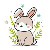 Lycklig påsk affisch. söt kanin kanin översikt skiss vektor illustration. minimal kanin linje konst klotter, hög kvalitet vektor illustration.