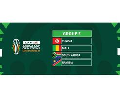 kan elfenben kust kopp 2023 grupp e flaggor länder afrikansk kopp av nationer fotboll design vektor