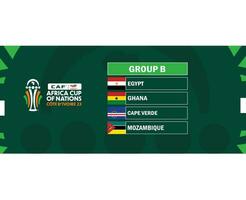 kan elfenben kust kopp 2023 grupp b flaggor länder afrikansk kopp av nationer fotboll design vektor