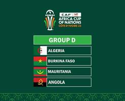 können Elfenbein Küste Tasse 2023 Gruppe d Flaggen Länder afrikanisch Tasse von Nationen Fußball Design Vektor