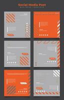 social media posta mall med korsa linje i silver- orange bakgrund för reklam design vektor