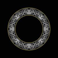 Jahrgang golden Kreis runden königlich Rand Rahmen mit Kunst Deko Ornamente vektor