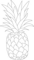 ananas silhuett. ananas med löv. ananas frukter. ananas exotisk tropisk frukt. naturlig produkt. friska äter och diet. design affischer, plåster, grafik på kläder, emblem. vektor