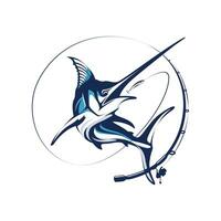 Marlin Angeln Turnier Logo Vorlage Vektor. Marlin Fisch Springen Illustration Logo Design Vektor