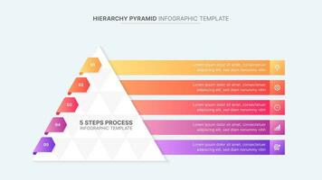 Hierarchie 3d Pyramide fünf 5 Optionen Geschäft Infografik Design Vorlage vektor