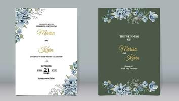 elegant bröllop inbjudan med olika vattenfärg stil löv och mörk bakgrund vektor