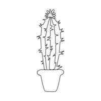 Kaktus kontinuierlich Single Linie Kunst Gliederung Vektor Illustration Zeichnung zum Zuhause und Innere botanisch Gekritzel Pflanze minimalistisch