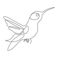 brummande fågel fortsätter enda linje konst och översikt vektor illustration på vit bakgrund och minimal
