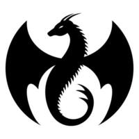 runden Drachen Logo. Grafik schwarz und Weiß Illustration. vektor