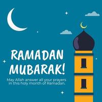 Ramadan mubarak. islamiska gratulationskort för muslimska semestrar. vektor illustration